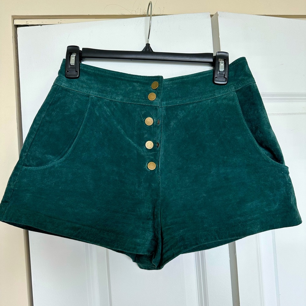 Suede shorts.